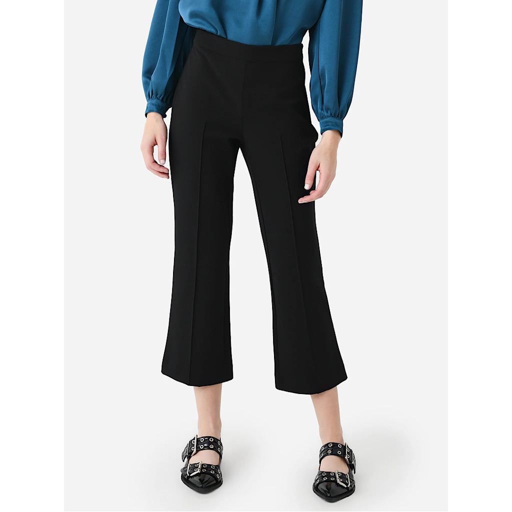 Vince Mid Rise Pintuck Crop Flare Pant Black 14